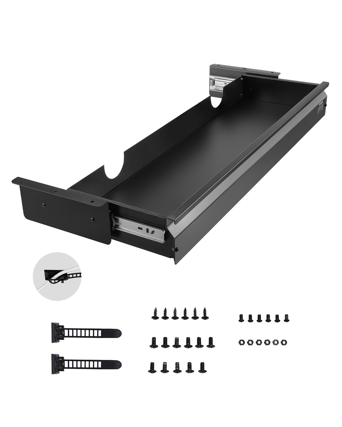 VEVOR 33" Wide Under Desk Drawer Slide Out, Under Desk Mount Pull Out Drawer Attachment, Hidden Desk Storage Organizer, Under Table Pencil Drawer for Office Home Sit Stand Workstation, 33x9x4 In