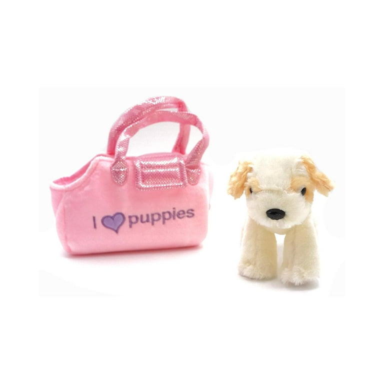 Childrens Plush Puppy And Purse Carrier Handbag, Pink Puppy
