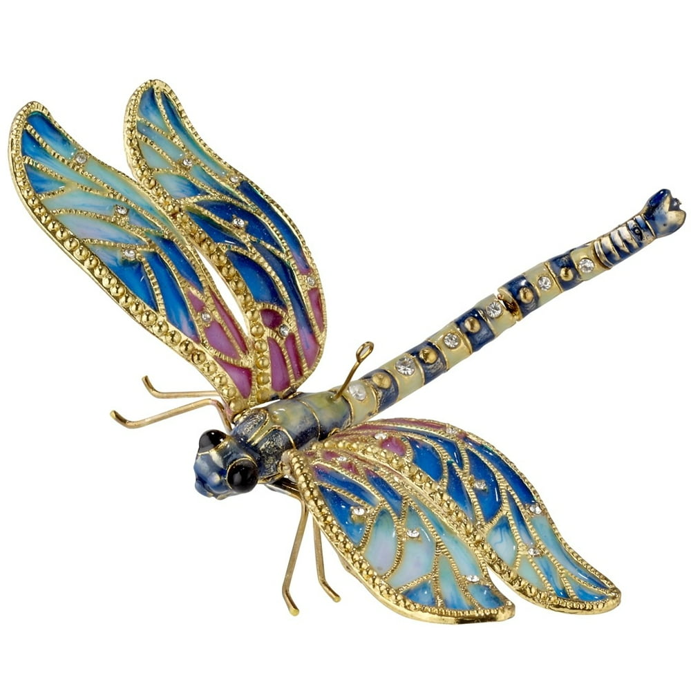 Large Blue Jeweled Dragonfly Articulated Cloisonne Metal Christmas Tree
