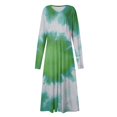 thumbnail image 4 of Women's Autumn Winter Casual Fashion V-Neck Long-sleeved Gradient (Floral) Print Long Dress, Green, Size XXL, 4 of 4