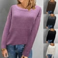 thumbnail image 1 of LOVZFMLL Sweaters for Women, Crew Neck Ribbed Pullover Solid Color Basic Casual Undershirt Loose Tops Warm Fall Winter Clothes, 1 of 6