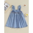 thumbnail image 4 of Bslissey Toddler Baby Girls Sleeveless Denim Dress Solid Color Ruffles A-line Princess Dress Infant Cute Party Dress for Casual Daily  6M 12M 18M 24M 3T 4T, 4 of 8