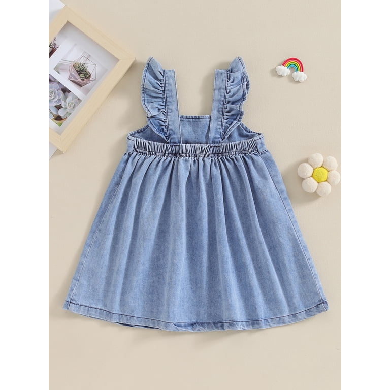 white christmas dresses Catherine denim dress by My Little Cozmo – Flying Colors main image 1
