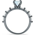 thumbnail image 6 of Petite Round Solitaire Ring Baguette White Opal Black Tone 925 Sterling Silver, Size 7, 6 of 7