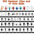 thumbnail image 2 of 1430Pcs Car Retainer Clips & Plastic Fasteners Kit - 47 Sizes Colorful Auto Push Pin Rivets & Metal Screws with 5 Removal Tools, Cable Ties. 3-Layer Storage Box for GM Ford Honda (1430Pcs), 2 of 7