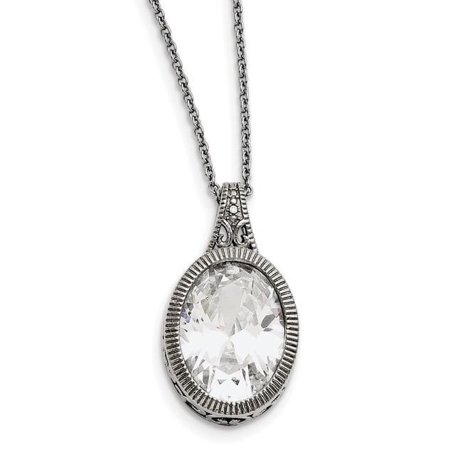 Collier Ovale en Cristal en Acier Inoxydable 18 Po
