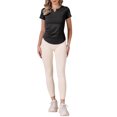 thumbnail image 2 of Elastic Workout Tops for Women Short Sleeve Running Gym Athletic Shirts Crewneck Quick Dry Tshirts L Black, 2 of 6