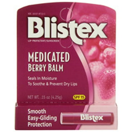 Blistex Medicated Berry Lip Balm with SPF 15, Lip Moisturizer, 1 (Best Moisturizer For Dry Lips)