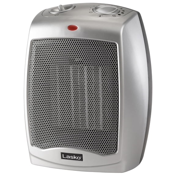 Lasko Oscillating Ceramic Tabletop Space Heater with Adjustable Thermostat, Gray, 5409