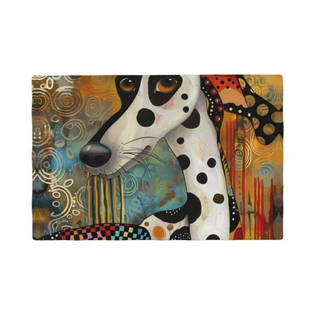 

Table Placemats Set of 6 - Abstract Dalmatian Art 12x18 In Faux Linen Double Heat Resistant Place Mats Cloth Indoor/Outdoor Placemats Washable Table Mats for Dining Kitchen Party