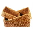 thumbnail image 2 of CNKOO 30*20*9cm Hand-Woven Rectangular Rattan Wicker Storage Baskets Fruit Food Breakfast Display Box Handicrafts Home Bathroom Organization, 2 of 7