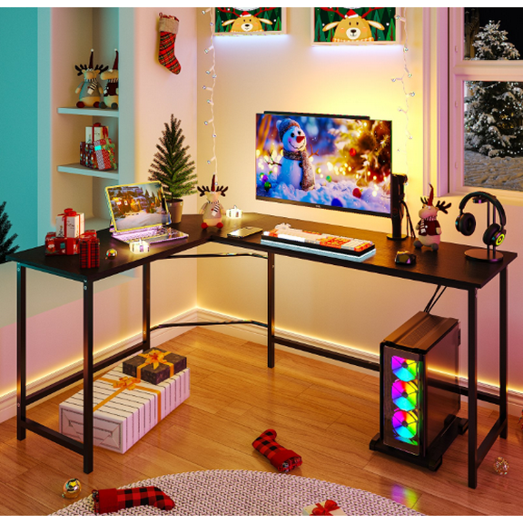 Ktaxon 66" Wood L-Shaped Computer Gaming Desk Corner PC Latop Table Study Office Workstation Black