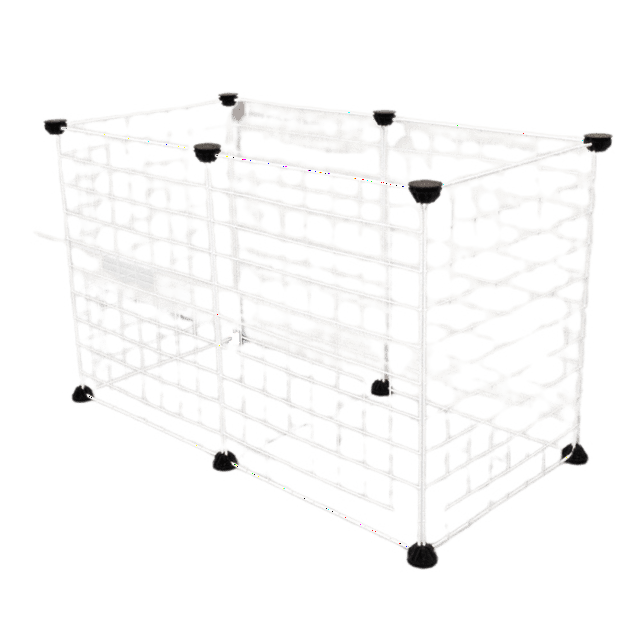 Pet Fence, Small Animal Cage Indoor Portable Barbed Wire Fence for Small Animals, Guinea Pigs, Rabbit Kennel Box Fence Tent 13.7*13.7 Inch(White, Without Door)