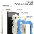 thumbnail image 4 of Case for Samsung Galaxy Tab A7 Lite 2021 8.7 inch with Screen Protector, 360 Degree Rotating Kickstand Hand Strap Heavy Duty Shockproof Cover with Shoulder Strap, Cream Navy, 4 of 7
