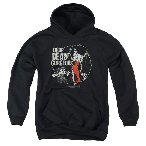 Betty Boop Drop Dead Gorgeous Youth Pullover Hoodie Sweatshirt Black