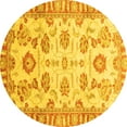 thumbnail image 1 of Ahgly Company Machine Washable Indoor Round Oriental Yellow Traditional Area Rugs, 3' Round, 1 of 4