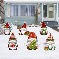 6PCS Christmas Yard Signs Xmas Gnomes Decorative Gnomes Yard Stakes Holiday Christmas Swedish Tomte Yard Decorations Winter Home Pathway Walkway Decor Christmas Outdoor Garden Lawn Decorations