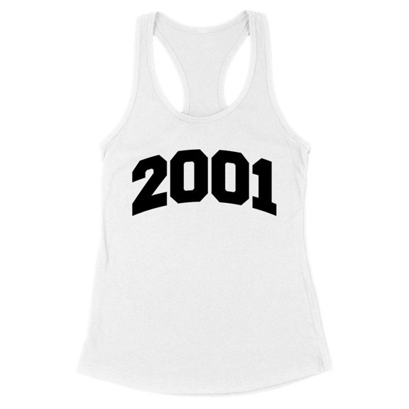 2001 College Style Tank Top Fitted Racerback Women's Large White