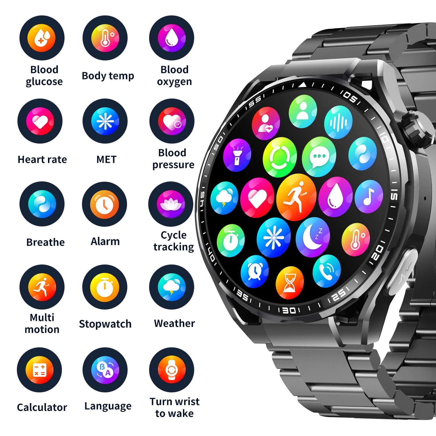 LAATIKUI smartwatch F200 waterproof IP67 suitable for both men's and women's sports mode, 1.55-inch fitness tracker, for answering/making calls/smart reminders