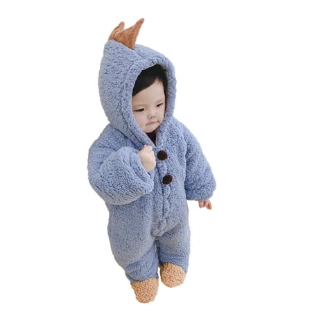 

Newborn Infant Baby Boys Girls Winter Plush One-piece Suit Long Sleeve Cute Animal Shaped Hooded Extra Thick Crawling Suit Warm Cute Babyr One-piece Bodysuit