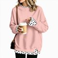 thumbnail image 2 of CAUYDY Women's Crewneck Sweatshirt Layered Hem Pullover Top with Ribbed Cuffs Slouchy Street Style Sweatshirts Pink Sizes L, 2 of 8