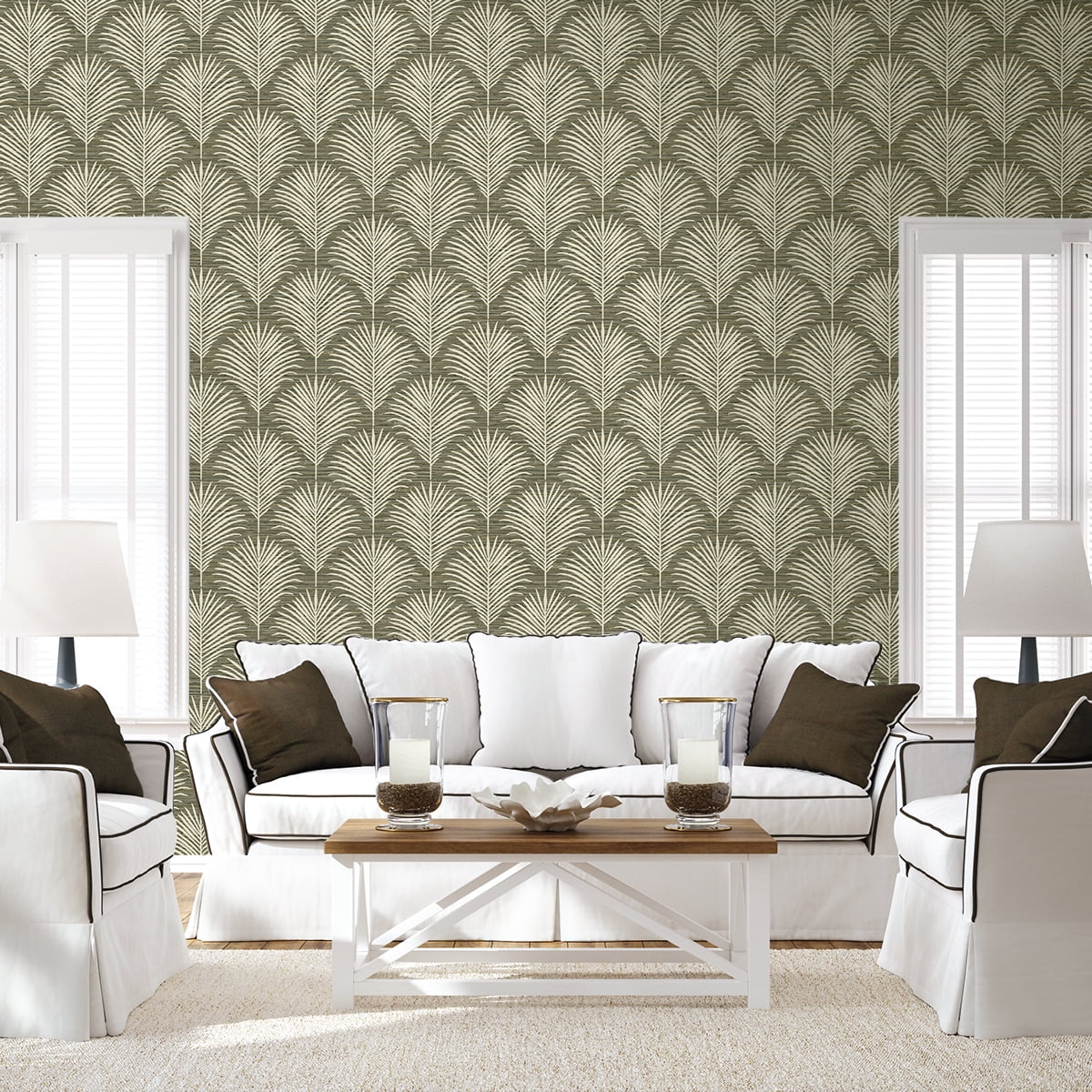 NextWall Charcoal & Sand Grassland Palm Peel and Stick Wallpaper