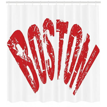 Boston Shower Curtain Calligraphic Illustration Of Boston Damaged