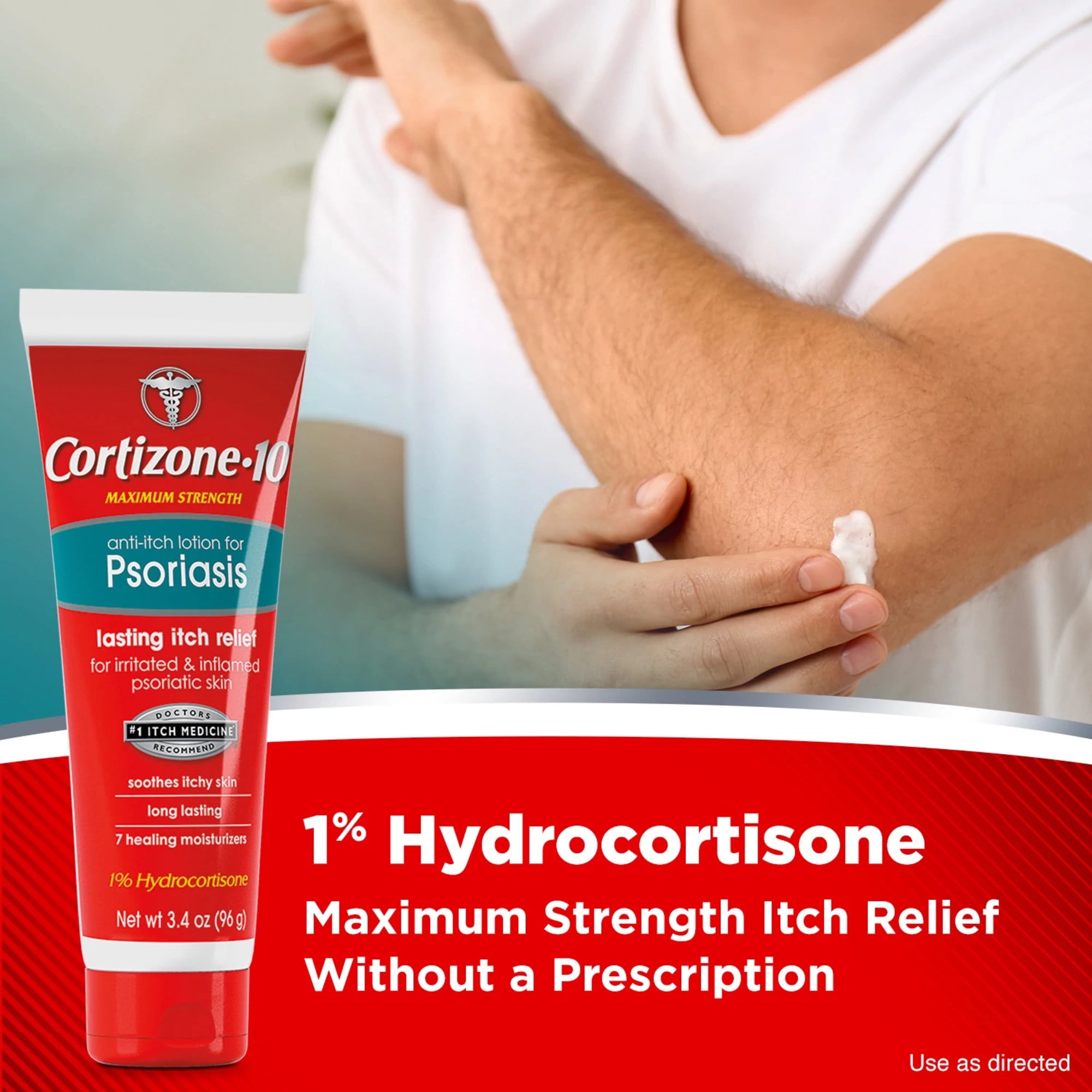 Cortizone 10 Maximum Strength Anti-Itch Lotion for Psoriasis, 1% Hydrocortisone, 3.4 oz.
