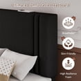 thumbnail image 4 of Virans Twin Size Bed Frame, Linen Platform Bed Frame with Upholstered Headboard,Sturdy Solid Wood Slats Support,Noise Free,No Box Spring, Easy to Assemble - Black, 4 of 8