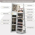 thumbnail image 6 of Resenkos Jewelry Armoire Cabinet, Jewelry Storage Chest,360° Rotating Mirrored Jewelry Cabinet Armoire 3 Color LED Modes Lockable-Gray, 6 of 11