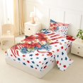 thumbnail image 2 of Manfei Watercolor Flowers Stars Twin Sheets,Us Flag 4Th Of July Bedding,Red White Blue,3-Piece,1 Fitted Sheet and 1 Pillowcase, 2 of 6