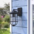 thumbnail image 1 of DEWENWILS Black 13" H Seeded Glass Outdoor Wall Light, 1 of 6