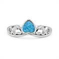 thumbnail image 2 of Hearts Petite Dainty Thumb Ring Lab Created Blue Opal Solid 925 Sterling Silver Size 7, 2 of 5