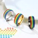 thumbnail image 2 of Heytea Anillo de orgullo arcoíris esmaltado de acero inoxidable de 8 mm para banda de compromiso de boda del orgullo Q lésbico y gay - -, 2 of 5
