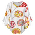 thumbnail image 5 of Sweets And Rainbow Lollipops Pattern Women's V-Neck Blouse With 3/4 Ruffled Bell Sleeves Casual Top Ladies Blouses, 5 of 7