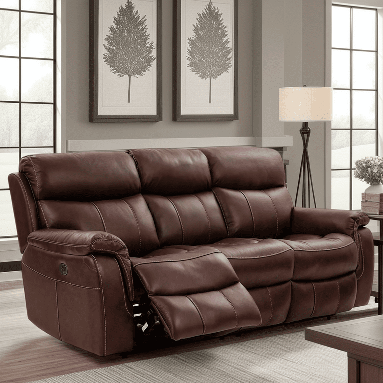 Leather reclining sofa with lumbar support discount