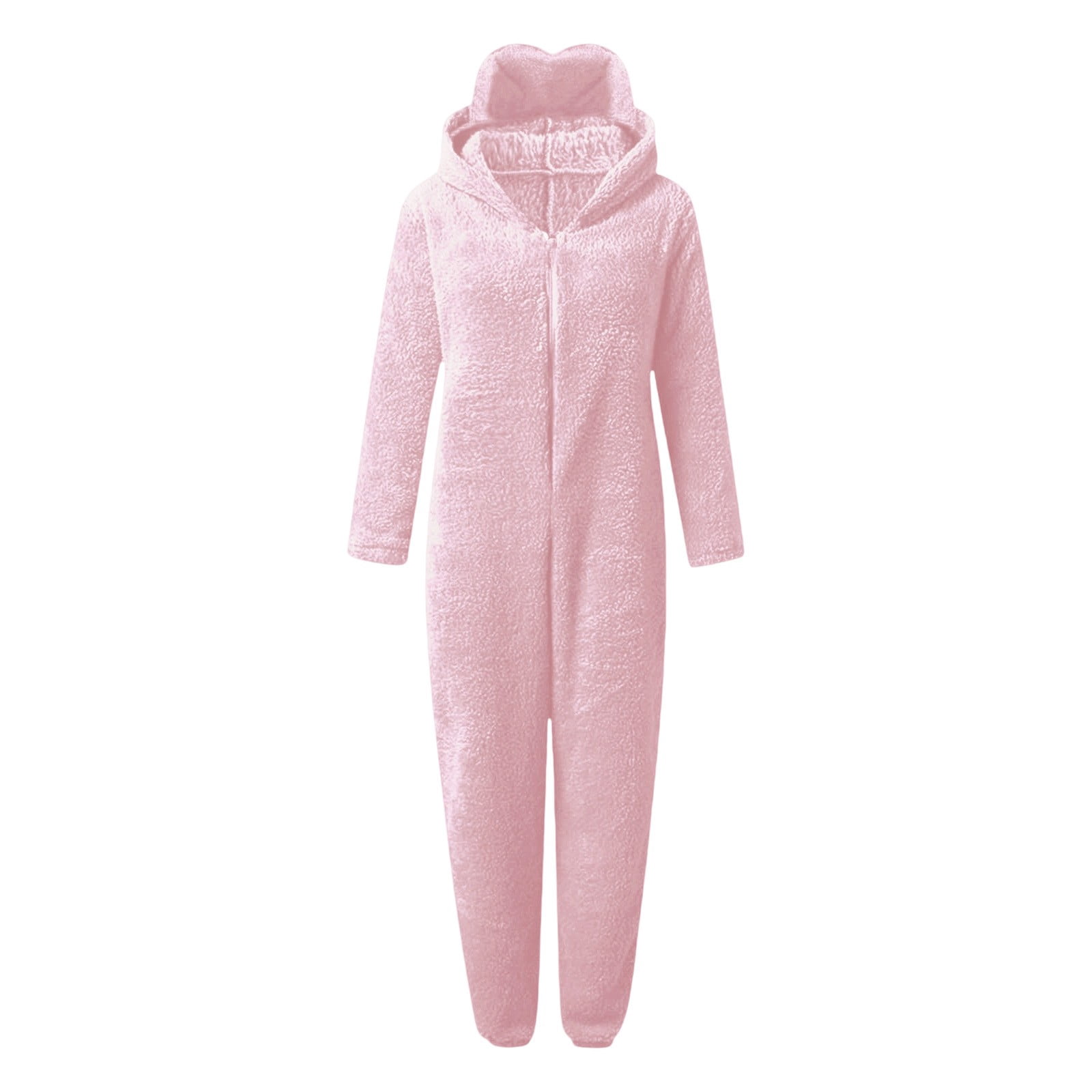 Women's Onesies Pajamas Sherpa One Piece Romper Zipper Cute Hooded Jumpsuit Pajama Loungewear