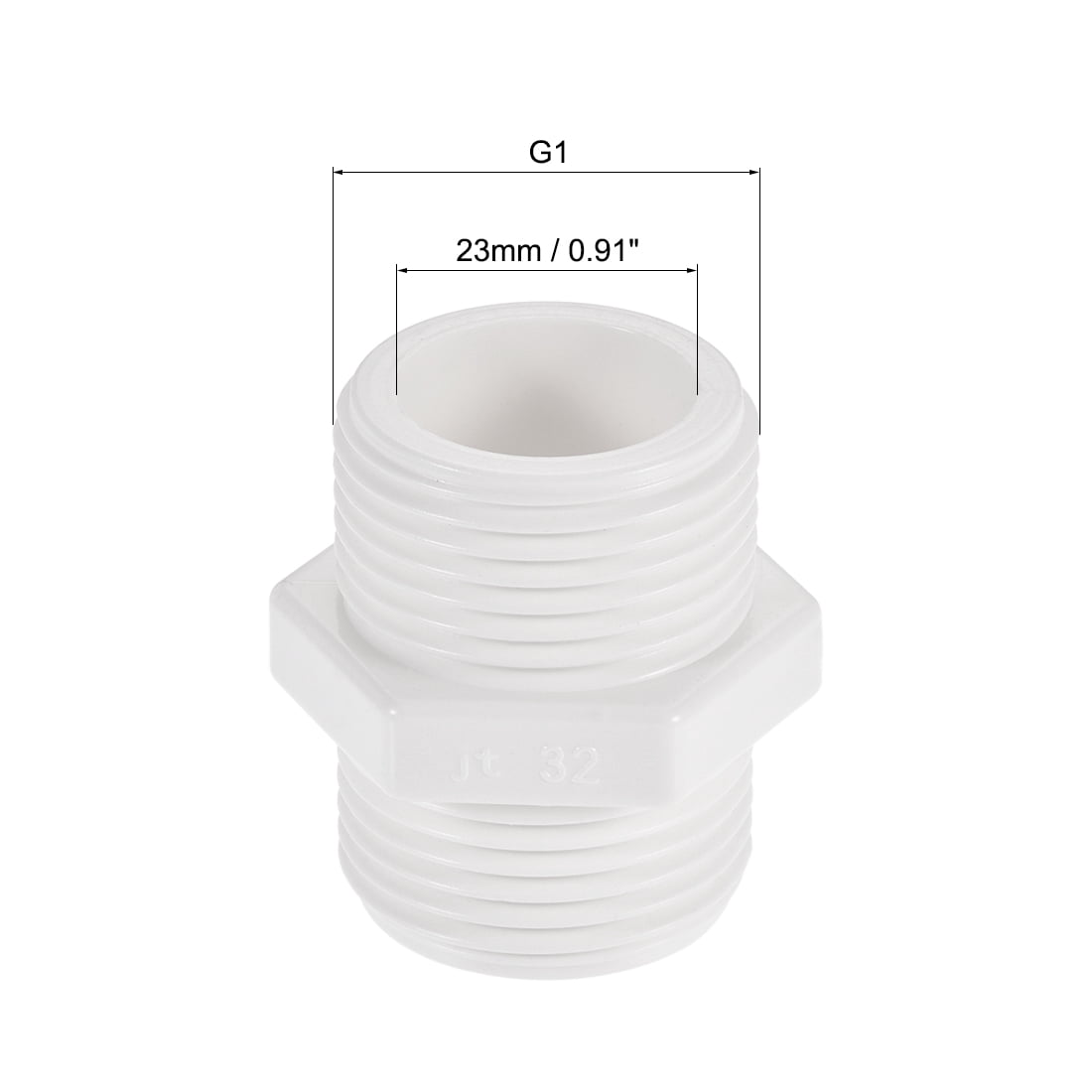 Unique Bargains 2pcs Pipe Fitting Hex Nipple Tube Adaptor White 32.5mm / 1.28 Inch