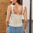 thumbnail image 4 of Womens Tank Tops 2026 Lace Square Neck Spaghetti Straps Camis Solid Color Ribbed Sleeveless Casual Basic Undershirt, 4 of 8