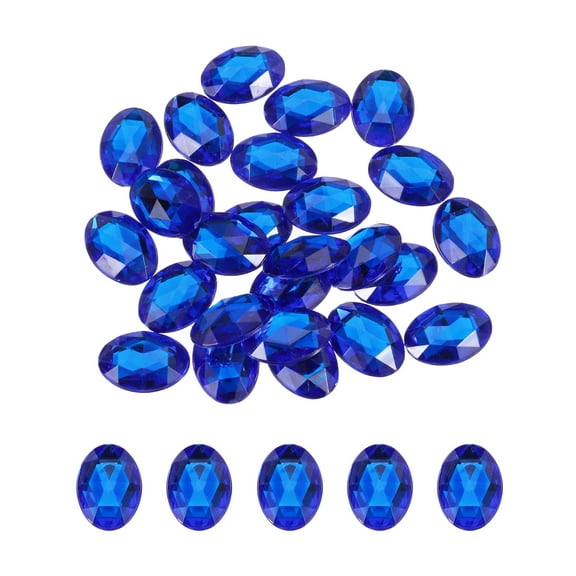 25Pcs Acrylic Oval Gems 18x25 mm Flat Back Artificial Rhinestones for DIY Crafts Bead Wedding Party Blue