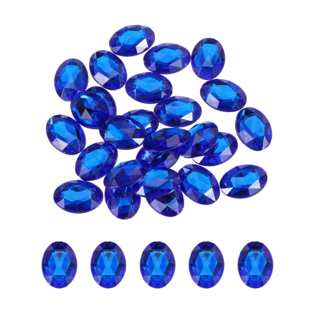 25Pcs Gemas Acrílicas Ovaladas 18x25 mm Piedras de Rhinestone Artificiales para Manualidades DIY Bead Fiesta de Boda Azul