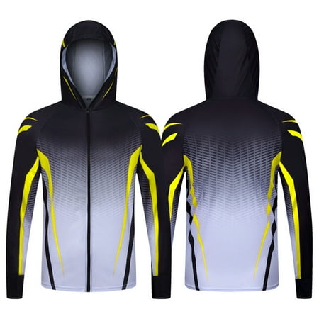 Miqool UPF 50+ Fishing Shirts for Men Lightweight Quick Drying Long Sleeve UV Sun Protection Full Zip Up Hoodie Outdoor Hiking Swimming Running Sun Shirts