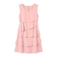 thumbnail image 7 of Lovzfmll Ruched Round Neck Loose Waist Tank Mini Dress for Women, Crew Neck Sleeveless Casual Solid Summer Dress Pink, XL, 7 of 7