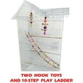 thumbnail image 2 of Large Double Roof Top Flight Bird Cage with Toys and Crossover Ladder for Cockatiels Sun Parakeets Green Cheek Conures Aviary Budgie Finch Lovebird Canary Pet Bird Travel Cage, 2 of 8