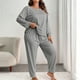 thumbnail image 1 of Pincandy Women's Plus Size Pajama Set - Crew Neck Long Sleeve Top & Pants, Casual & Comfortable for Homewear, 1 of 4