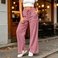 thumbnail image 2 of Ozmmyan Wide Leg Sweatpants for Womens Corduroy Drawstring Elastic Waist Flare Trousers with Pockets Split Hem Fall Winter Casual Solid Color,S-2XL, 2 of 6
