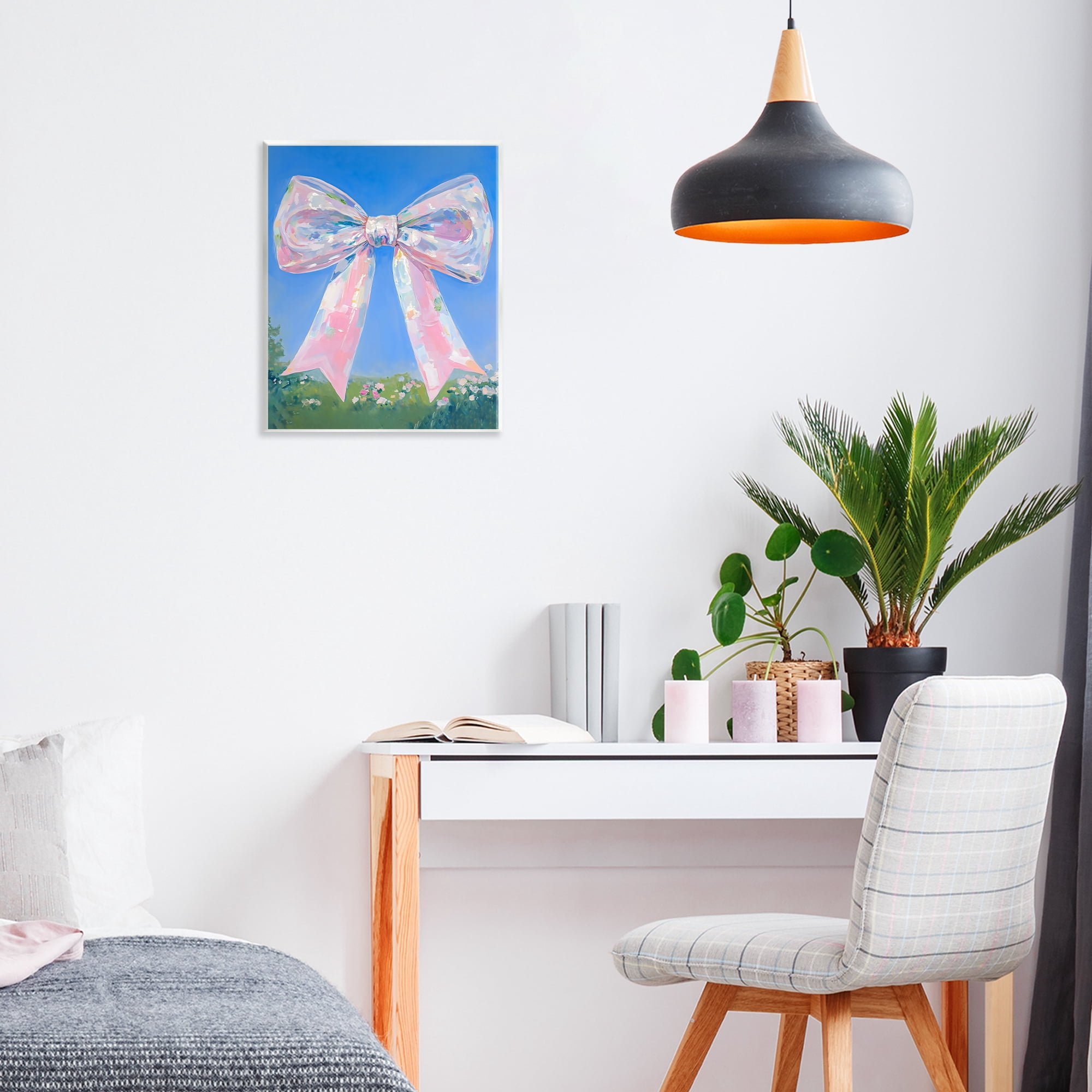 Stupell Industries Iridescent Pink Bow in Meadow Wall Plaque Art, design by The Prints Vibe