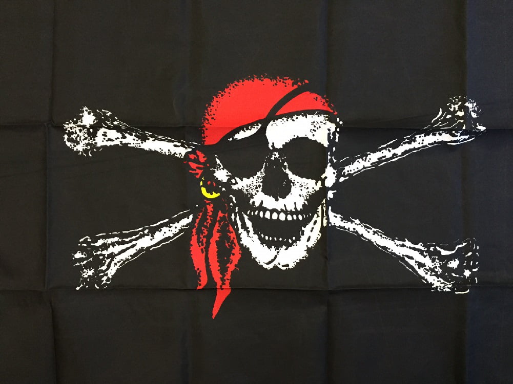 3X5 Jolly Roger Pirate Skull Crossbones Premium Banner Red Bandana FAST USA SHIP 