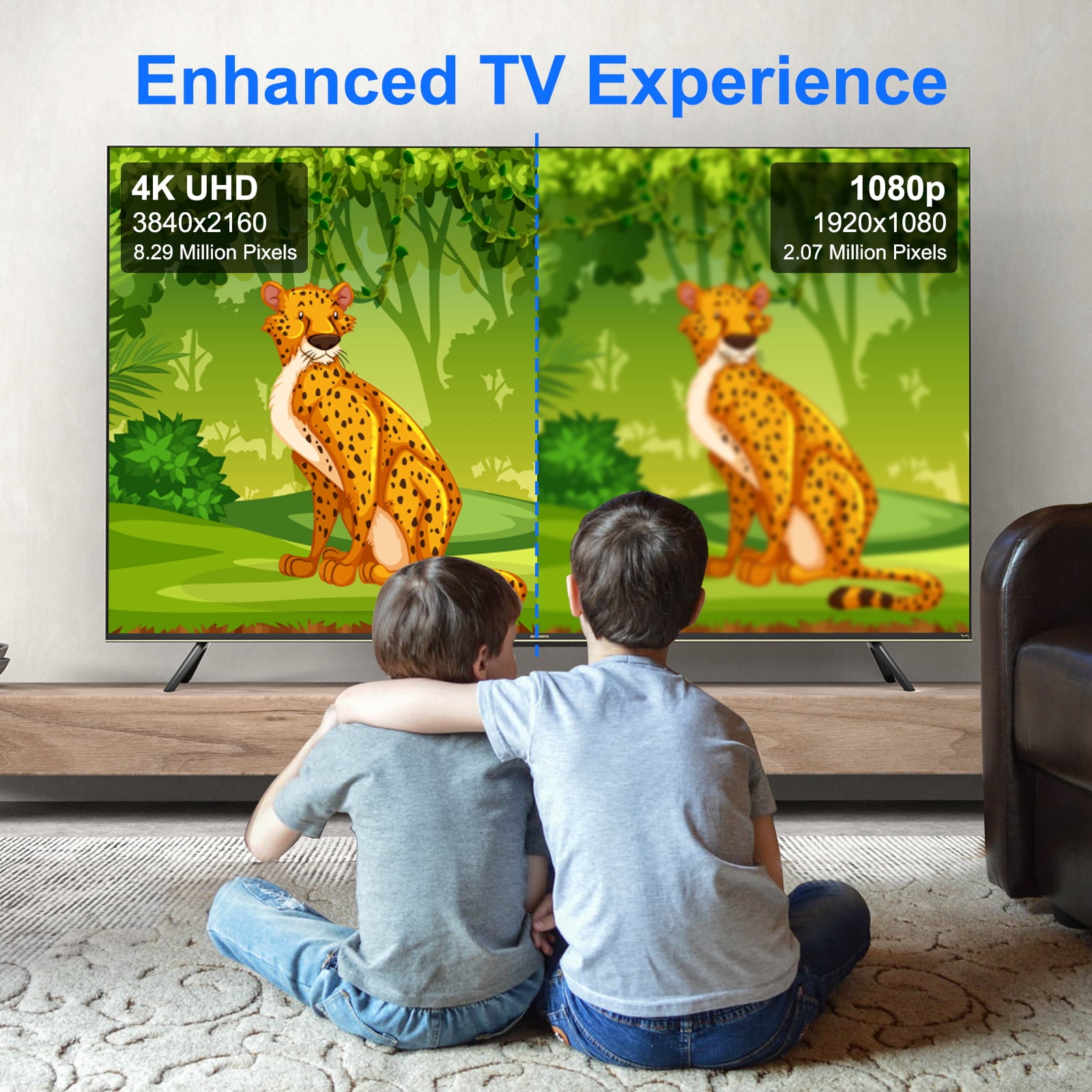 DISEN Indoor TV Antenna, 500 Miles Range 360° Reception Amplified HD Digital TV Antenna for Smart/Older TV, Support 4K 8K 1080p, 10FT Coax Cable, Black