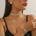 thumbnail image 2 of Women Rhinestone Crystal Jewelry Set Crystal Tennis Design Rhinestone Choker Necklace Link Bracelet Teardrop Earrings Set Wedding Bridal Bridesmaids Party, 2 of 5